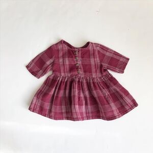 Old Navy maroon plaid dress EUC 0-3 months